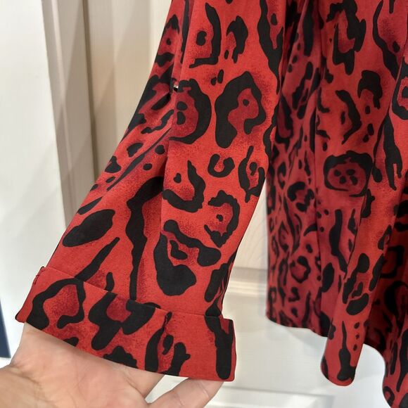 Lily Morgan Plus Size 1X Red Animal Print Tunic Top Stretch Knit - Picture 5 of 12